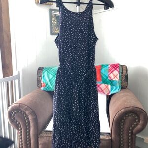 Black Polka Dot Sleeveless Midi Dress